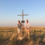 A cross in the steppe marking one of two more Lithuanian villages which were settled by 1707 deportees in the region in 1864