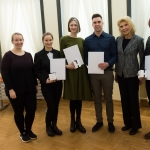 President of the Kazickas Family Foundation Jurate Kazickas (second from right) with KTU dr. Joseph Peter Kazickas and Jurate Kazickas scholarship recipients and her daughter Alexandra Altman (first from left)